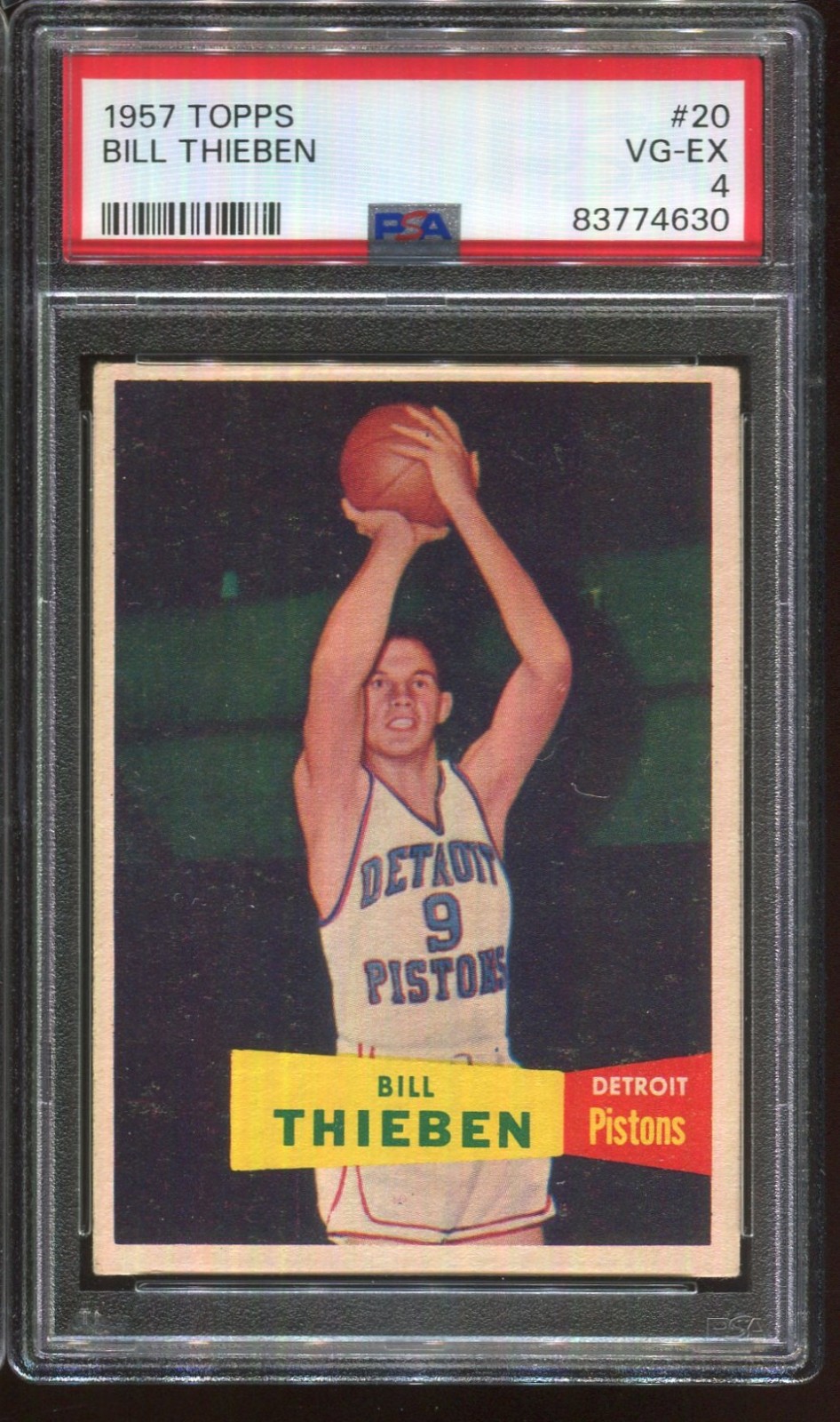 1957 Topps Basketball #20 Bill Thieben Detroit Pistons PSA 4 VG-EX