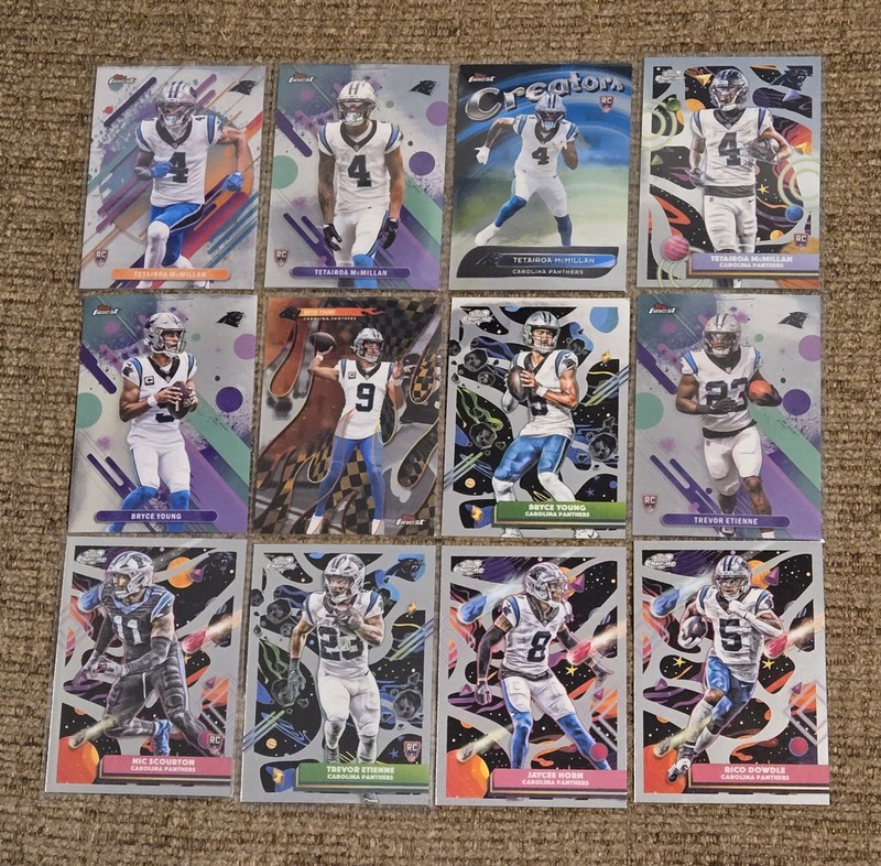 Carolina Panthers 2025 Cosmic Chrome Finest Lot McMillan Young RC Inserts