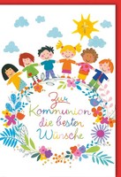 Kommunion - GlüCkwunschkarte Im Format 11,5 X 17 Cm Mit Umschlag - Blumenkranz -