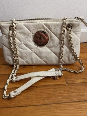 DKNY quilted leather shoulder/crossbody bag in ivory/cream with chain straps