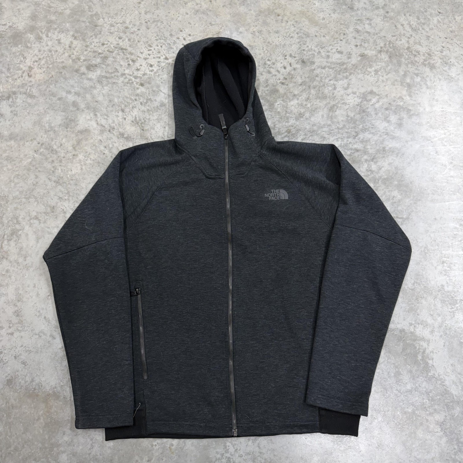 The North Face Hoodie Sweatshirt Mens Large Gray Full Zip Fleece Lined Hiking