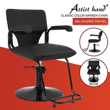 Artist Hand Black HeavyDuty Hydraulic Barber Chair Salon Beauty 360°Hair Styling