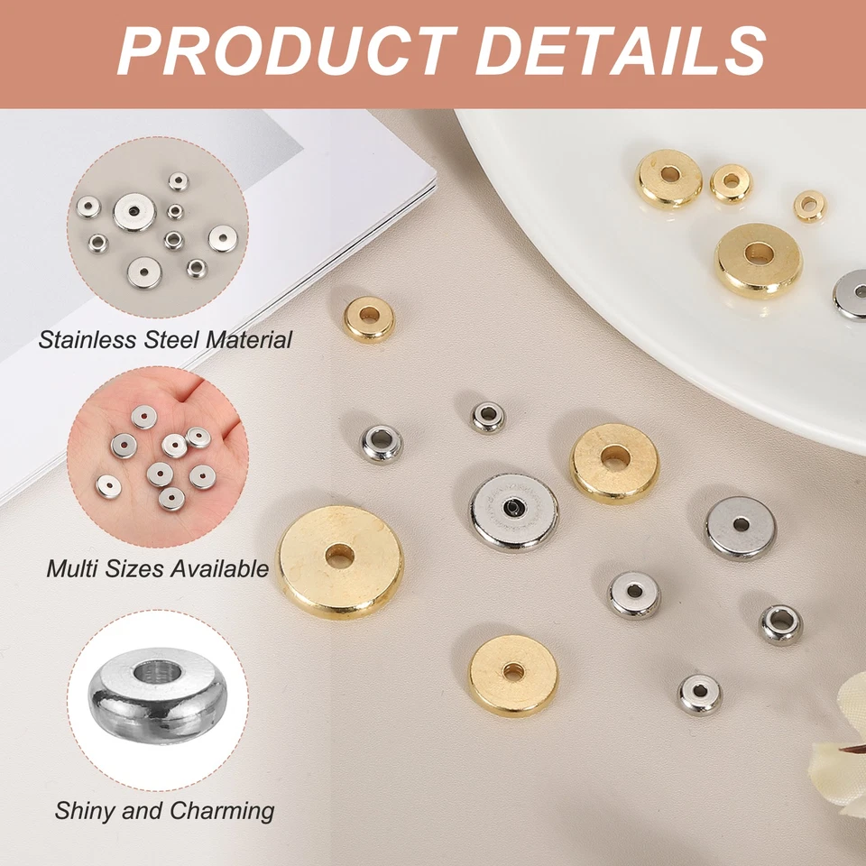 80 Pcs Flat Round Spacer Beads 5mm Heishi Beads, 1.5mm ID x 1.5mm H Foto 3 de 4