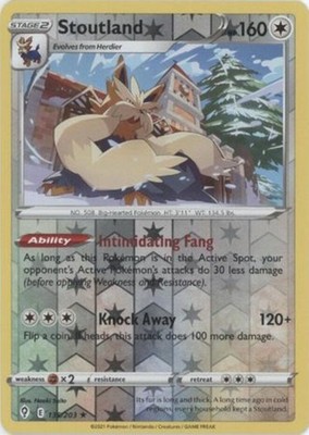 Stoutland - 135/203 - Rare - Reverse Holo (Damaged) Evolving Skies - Colorless P