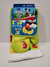 Disney Mickey Mouse Kitchen Set, 3 Piece, Mickey Towel, Oven Mitt, Pot Holder