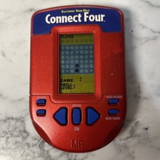 Vtg Milton Bradley 2002 Electronic Hand Held Travel Connect Four Red Edition