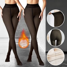 Winter Fleece Lined Tights for Women - Fake Transparent Fake Fleece Plus Size