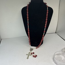 Scented Pink Rose Petal Rosary Silver Tone Metal Vatican Rome Italy Beads 