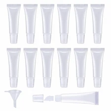12 PCS 8ml Clear Empty Tubes Refillable Containers, DIY Lip Gloss Balm Travel