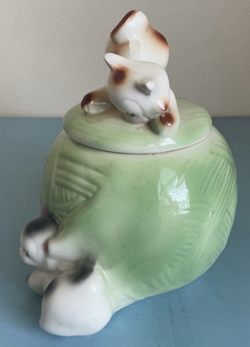 Vintage American Bisque Cookie Jar Kittens Ball of Yarn 1940-50's USA - Picture 16 of 24