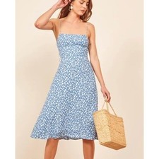 REFORMATION Reformation Peach Dress Sky Blue Floral Women's Size 0 Feminine EUC