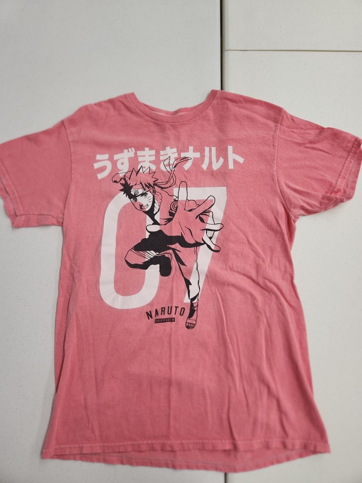 Naruto Shippuden Mens T-Shirt Size M Pink Uzumaki Naruto 07 Graphic Anime Tee