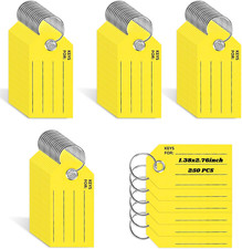 250 Pcs Yellow Key Tags with Labels and Rings: 1.38 X 2.76 Inches, 250 Labels, C