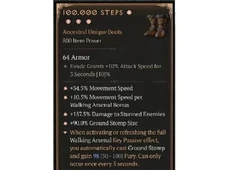 Diablo 4 S11 100000 Steps 4GA 98% Ancestral Unique Boots Item Gear Equipment