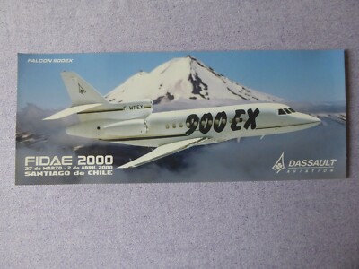 AUTOCOLLANT STICKER DASSAULT AVIATION FALCON 900EX FIDAE 2000 SANTIAGO CHILE