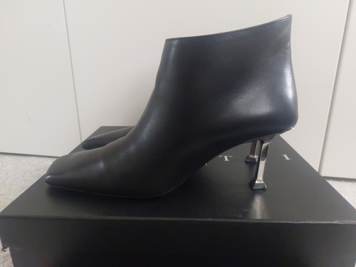 CESARE PACIOTTI Black Leather Booties, Sculpted Silver Heel, EU 38.5 UK 5.5, VGC - Foto 4 di 10