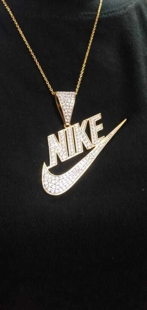 Gold Nike Swoosh Pendant Retro Sterling Silver 14k