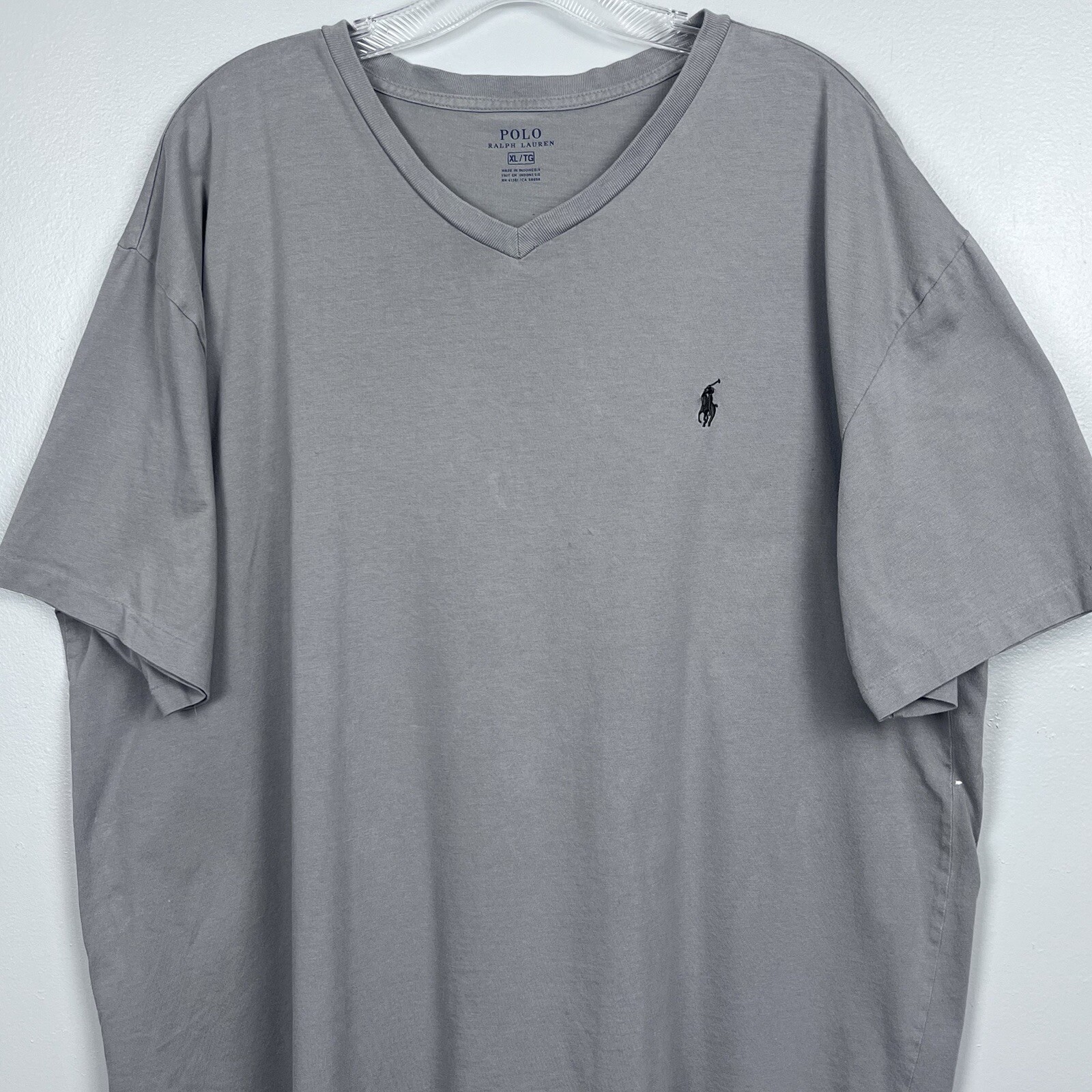 PONY Polo Ralph Lauren Uomo 100% Cotone Grigio T Shirt con Cavallo Nero Taglia XL; Preppy