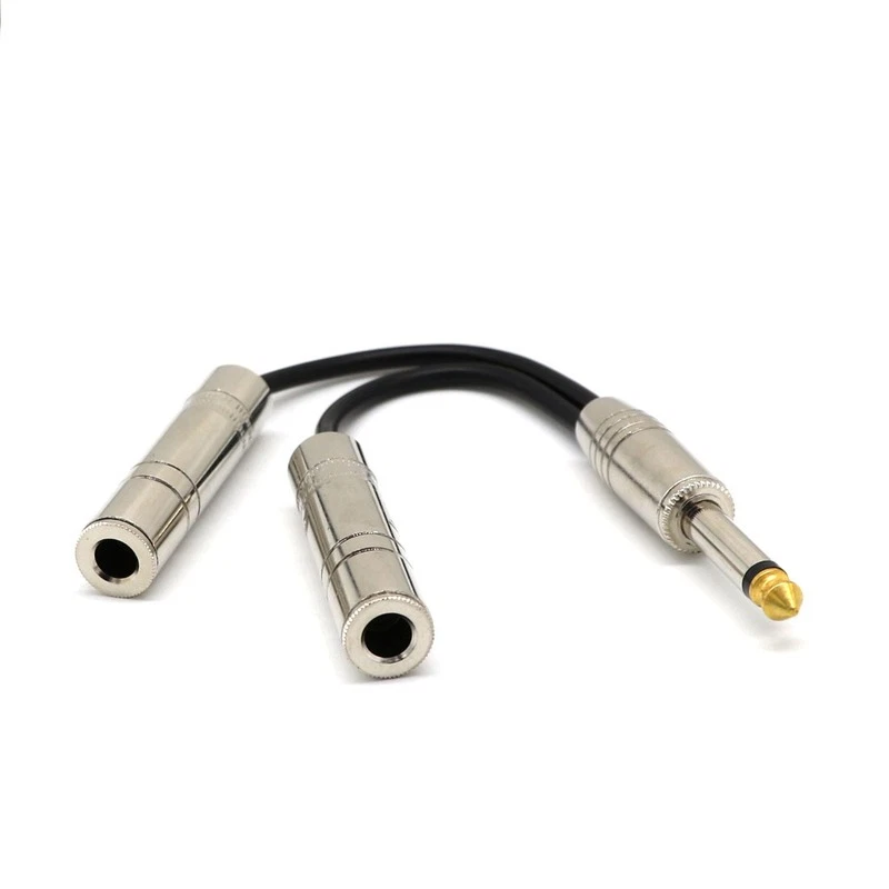 8inch Long 1/4" Jack Male to Dual 1/4" Female Audio Y Splitter Speaker Cable - Image 2 of 4
