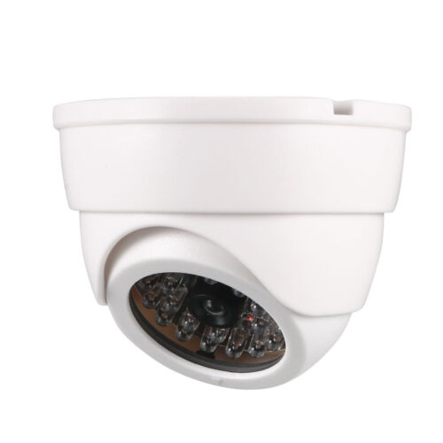 Fausse caméra Dôme CCTV Rouge clignotant LED avertissement Blanc - Picture 1 of 4