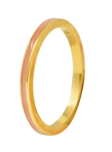 Hidalgo 1990's Vintage Peach Enamel 18 Karat Yellow Gold Eternity Band Ring - Picture 8 of 11