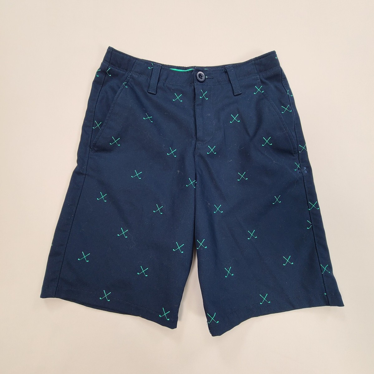 Under Armour Shorts Boys 12 Blue Chino Outdoors Casual Youth Kids