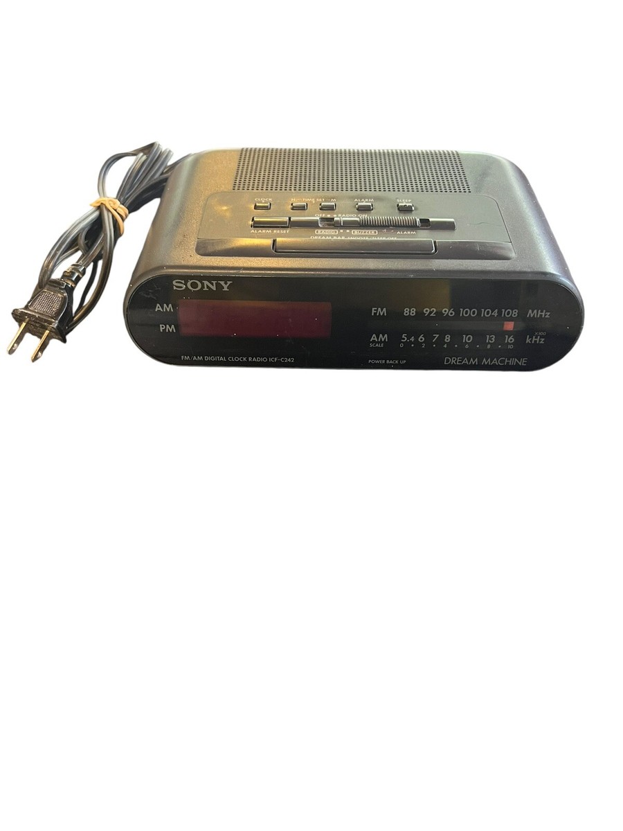 Sony Dream Machine ICF-C242 Black Radio Alarm Clock AM/FM Red LED