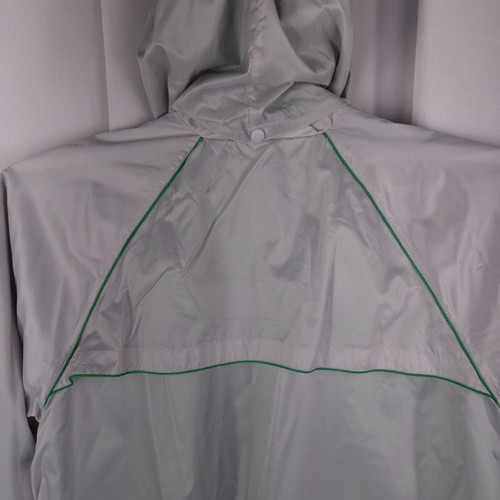 Athletech Jacket Mens 2X Gray Hooded Cape Windbreaker Snap Nylon Light Mesh Vent - Picture 8 of 14