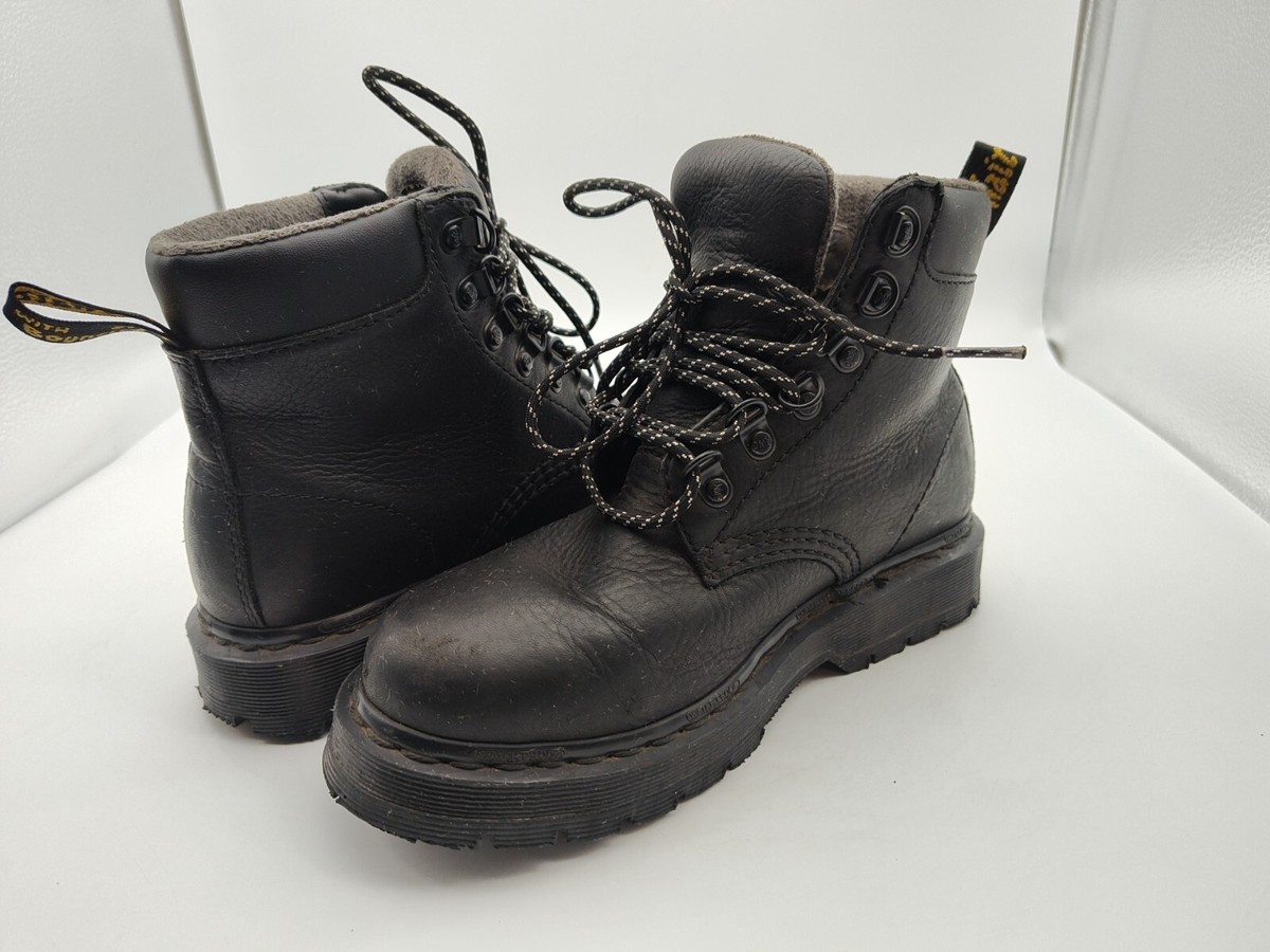 MARTENS-939 Black Leather Combat Boots-UNISEX-Mens Size