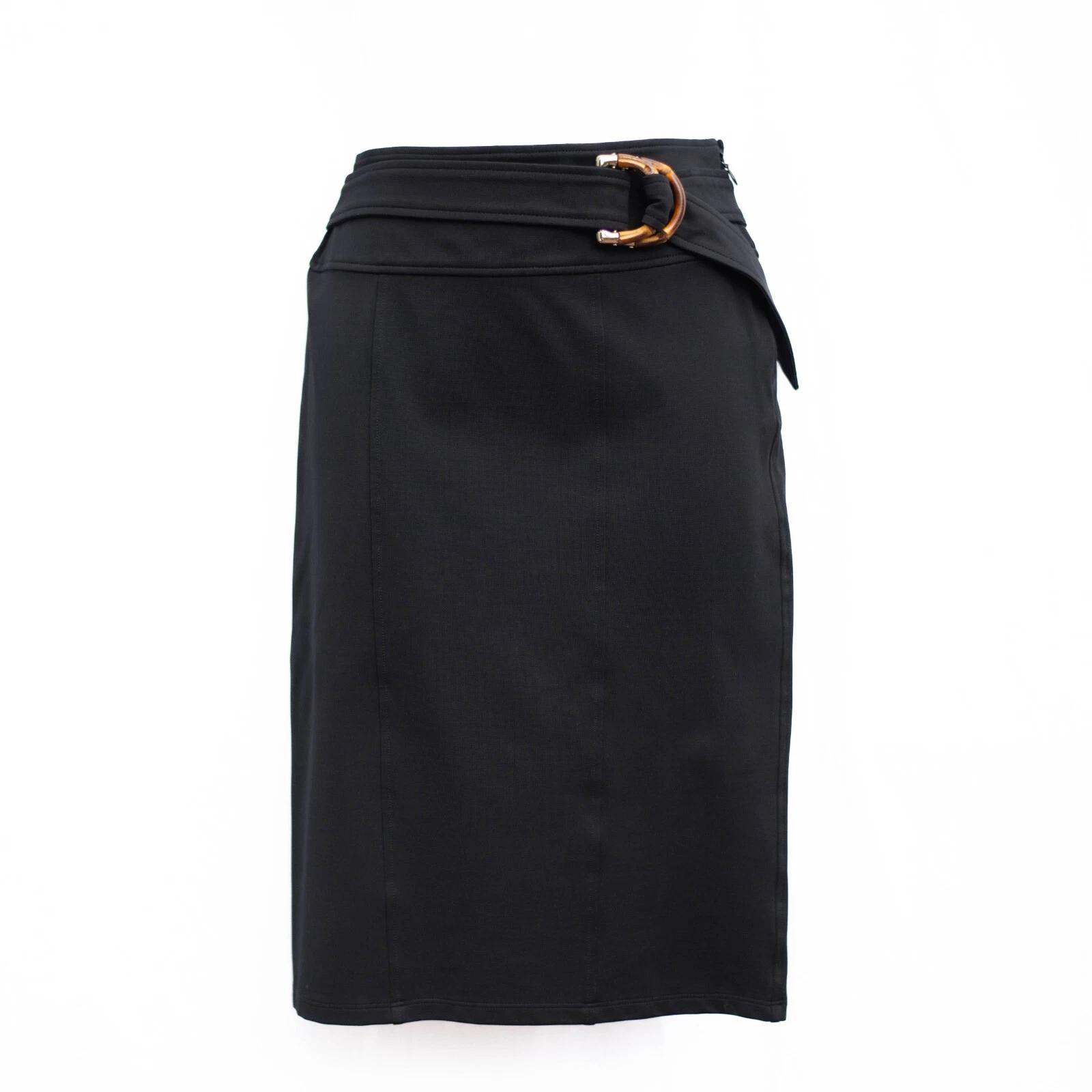 Gucci Jupe crayon noire 4 attaches ceinture boucle os Italie intemporelle chic