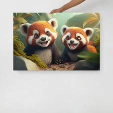 Animated Wall Art - Red Panda Canvas Print, Animal Children Canvas for Kids