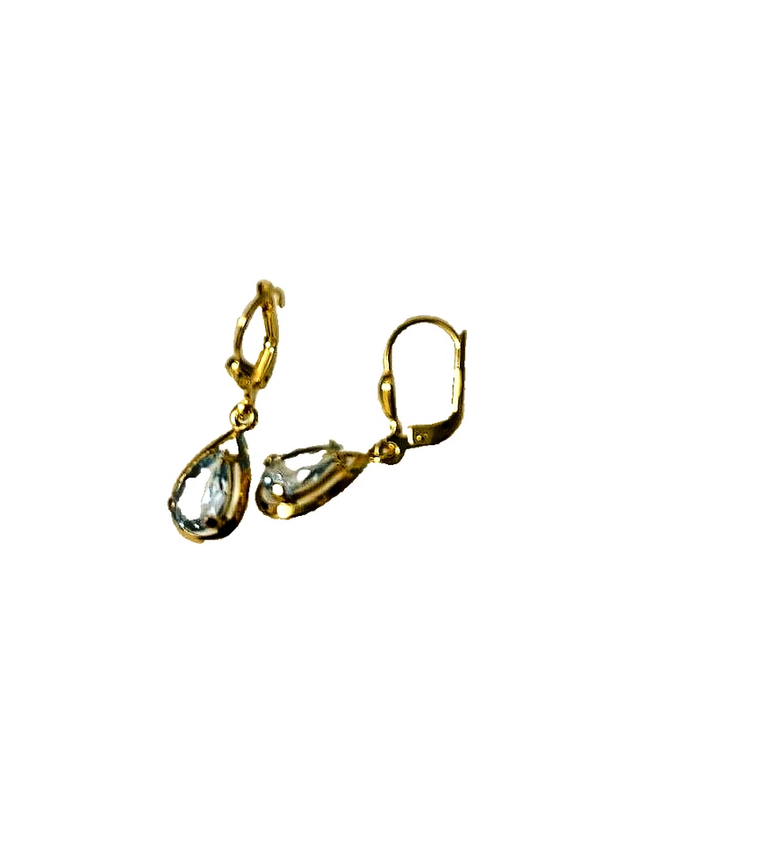 Paar Brisur Damen Ohrhänger 28*7mm echt Blautopas 333 Gelb Gold 8 Kt Ohrringen - Bild 2 von 4