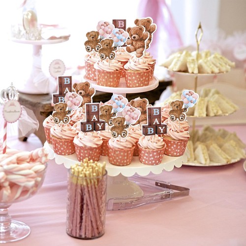 Rsstarxi 36 Pack Baby Bear Cupcake Toppers Bear Theme Birthday Party Decorations - Picture 5 of 7