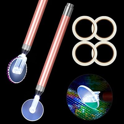 6 Pieces LED Diamond Painting Pen Wheel Set with Tape Light Point Drill Pens 