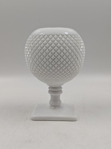 Vintage Westmoreland White Milk Glass English Hobnail Ivy Rose Pedestal Bowl - Picture 4 of 6