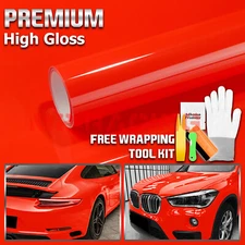 High Gloss Racing Red Car Vinyl Wrap Sticker Decal Sheet Film Air Release