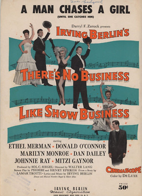 1948 No Business Like Show Man Chases Sheet Music Marilyn Monroe Irving Berlin