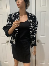 Modi Denim Black And White Jacket Beaded