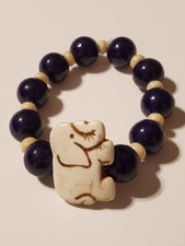 Elephant Black bead stretch bracelet B92 
