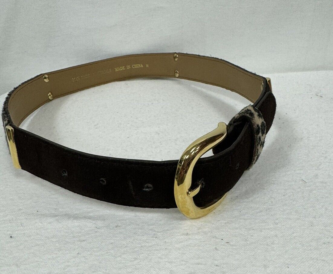 Leopard Print Faux Fur Belt with Gold Hardware - image 7