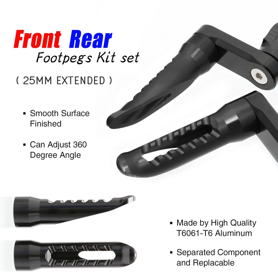 Kit de estriberas traseras delanteras extendidas BOB negras de 1 pulgada para CBF 1000 F 06-13 14 15 16 Foto 4 de 4