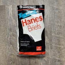Vintage 1992 Hanes Men's Pre Shrunk 6-Pack Briefs Underwear Size 38 White USA