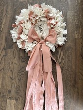 15  Rag Wreath Cream Muslin With Rose Accents...