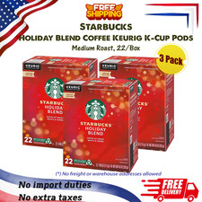 3 Pack Starbucks Holiday Blend Coffee K Cup Pods Medium Roast 66 Count Keurig