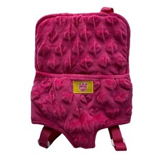 Build A Bear Pink Bear Carrier for Stuffed Animals plush velour hearts backpack