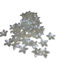 33g White Pearlized Acrylic Flower Bead Caps Lucite 5 Petal Floral Beads Lot