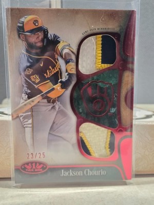 Jackson Chourio 2026 Topps Tier One Dual Patch Relic /25 Brewers game used T1R-J