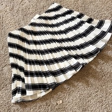 Anthropologie Maeve Pleated Skirt Black White Stripes Zipper Size 14 NEW