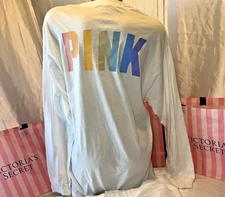 Victorias Secret PINK Varsity Crew Multi Logo Last One Large