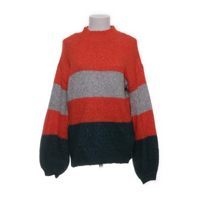 Pieces, Strickpullover, Größe: M, Orange/Grau/Grün #Yhd